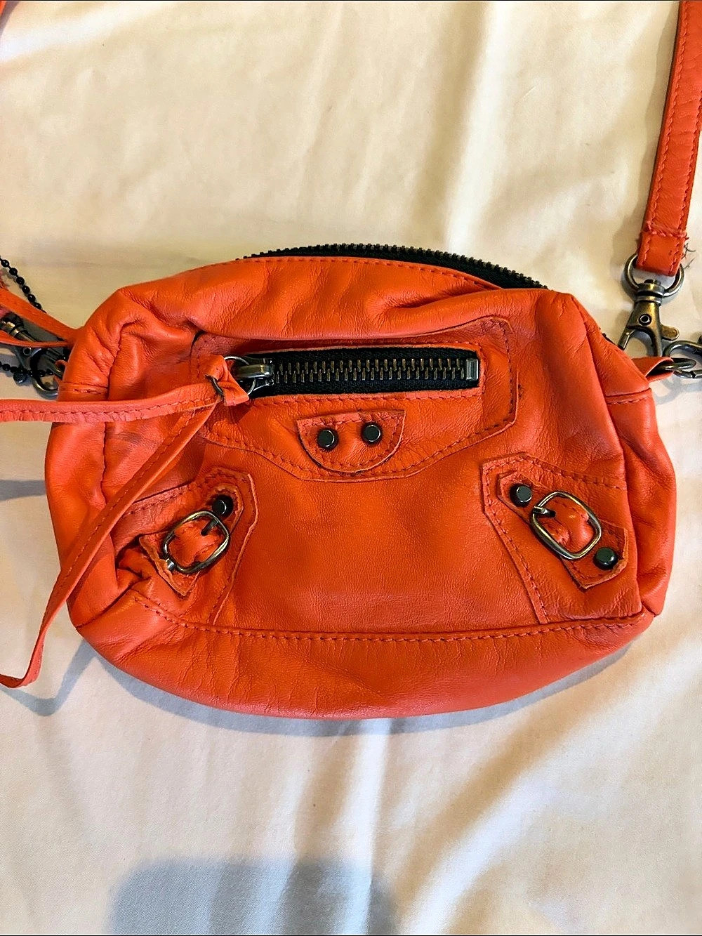 ENIGMA Luxury Leather Collection Leather Crossbody Bag in Orange